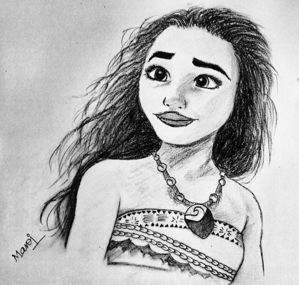 Great Pencil Sketch Of Moana - DesiPainters.com