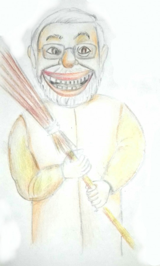 Narendra Modi On Swachha Bharat Abhiyaan By Soumojit Sarkar - DesiPainters.com