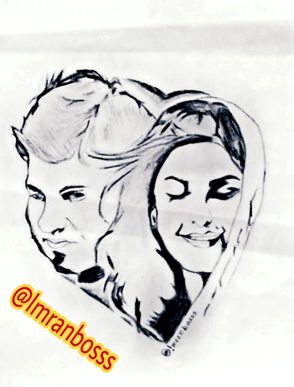 Pencil Sketch Of Actor Nivin Pauly And Isha Talvar