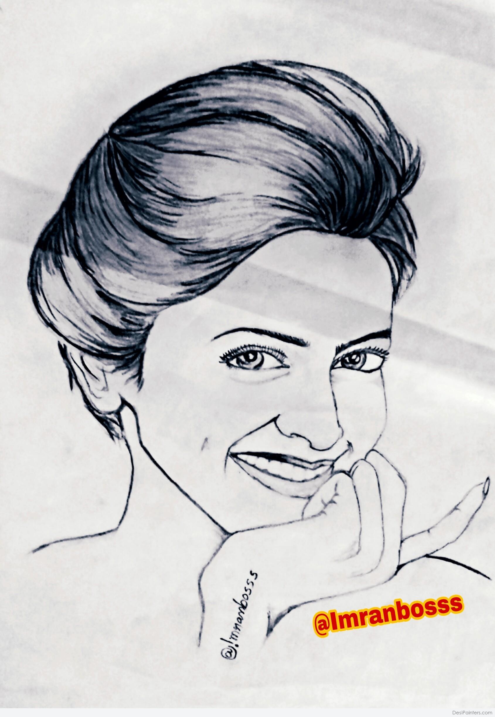 Beautiful Pencil Sketch Of Deepika Padukone