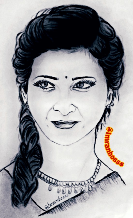 Wonderful Pencil Sketch Of Samantha - DesiPainters.com