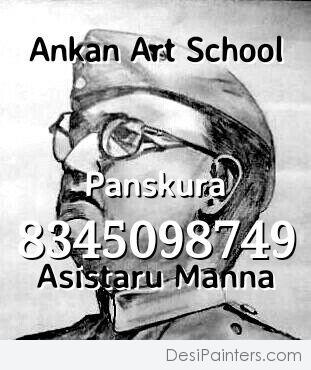 Pencil Sketch Of Netaji Subhash Chandra Bosu - DesiPainters.com