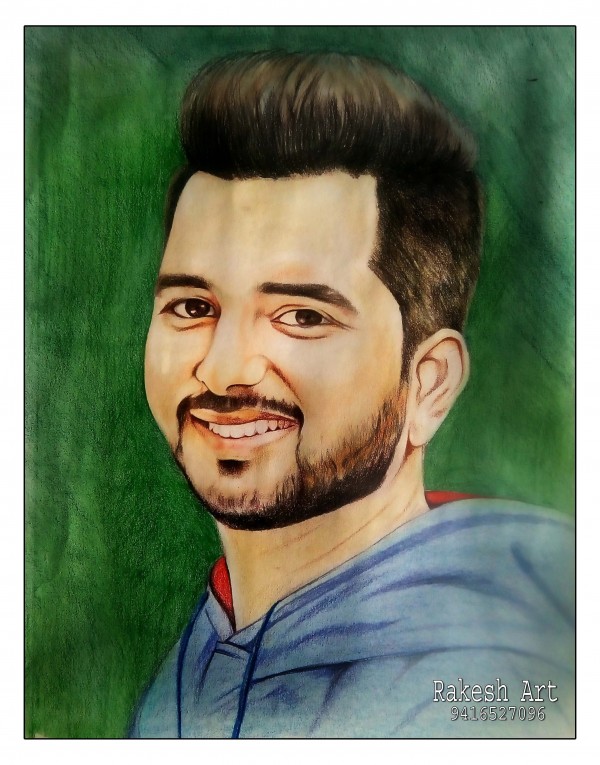 Wonderful Pencil Color Of Boy By Rakesh Art