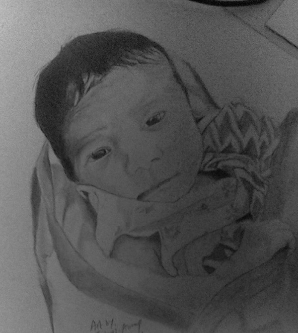 Pencil Sketch Of A Cute Baby - DesiPainters.com