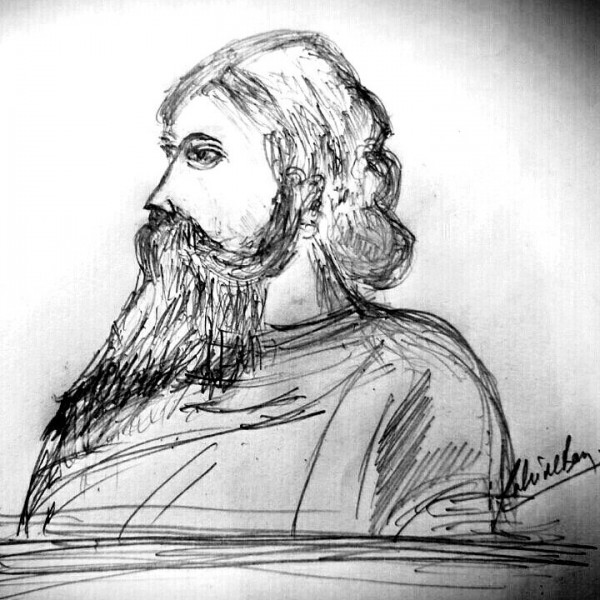Great Pencil Sketch Of Rabindra Nath Tagore - DesiPainters.com