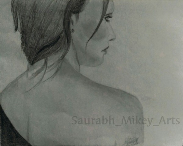 Pencil Sketch Of Woman From Back - DesiPainters.com