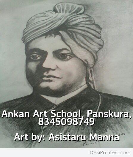 Awesome Pencil Sketch Of Swami Vivekananda - DesiPainters.com