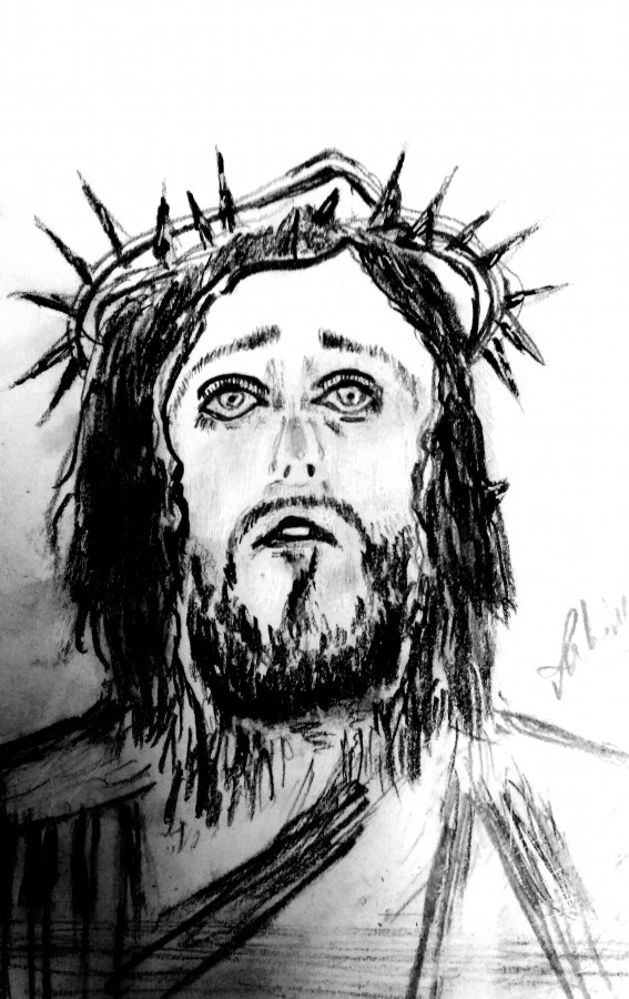 Great Pencil Sketch Of Jesus With His Divine Eyes