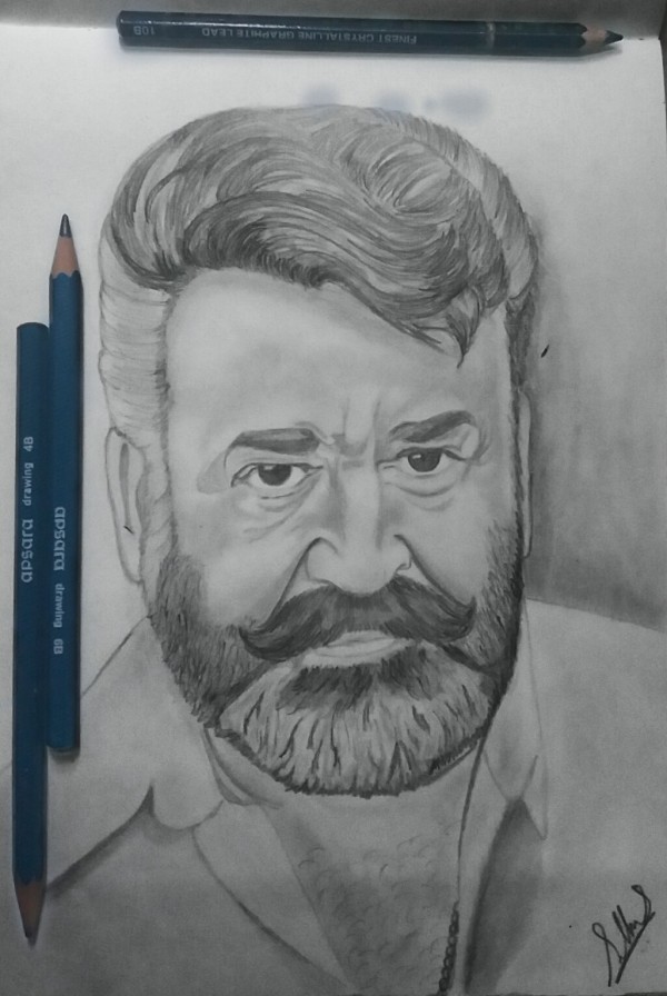 Wonderful Pencil Sketch Of Mohanlal