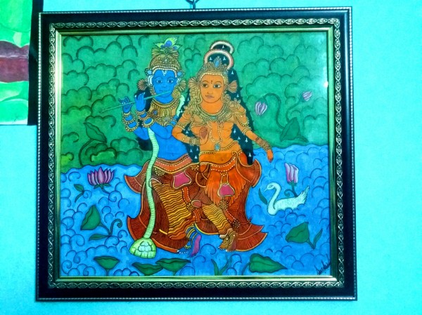 Beautiful Acryl Painting Of Radha Krishan