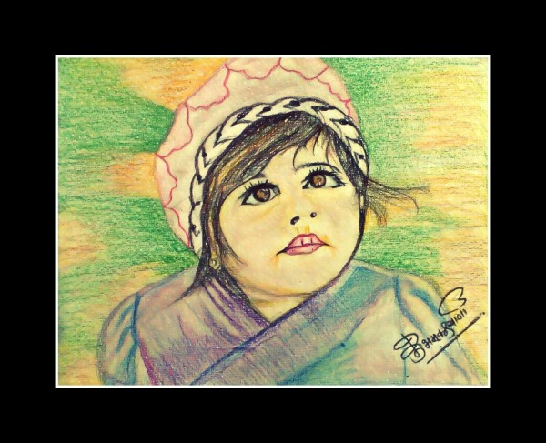 Pencil Color Of Cute Baby Girl - DesiPainters.com