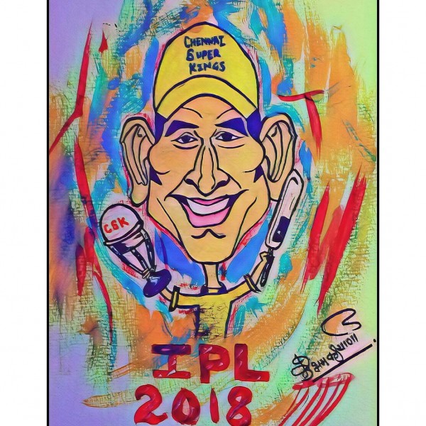 Wonderful Caricature Of Captain Cool M.S.Dhoni - DesiPainters.com