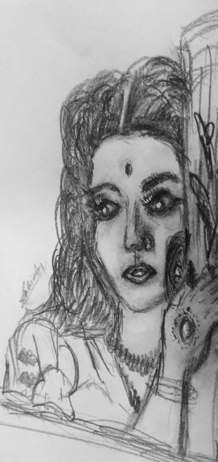 Pencil Sketch Of Aishwarya Rai From Movie Devdas - DesiPainters.com