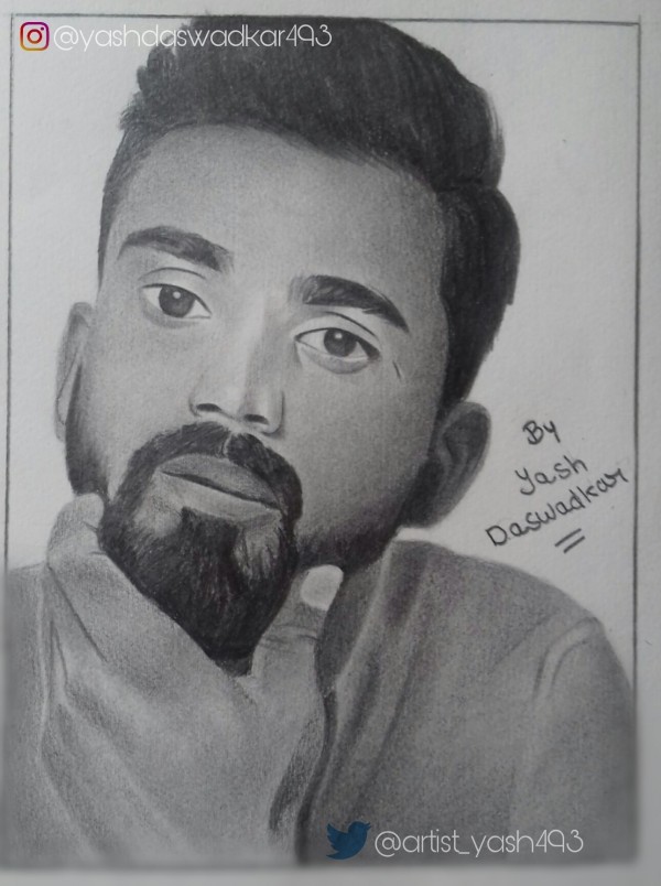 Awesome Pencil Sketch Of Kl Rahul - DesiPainters.com