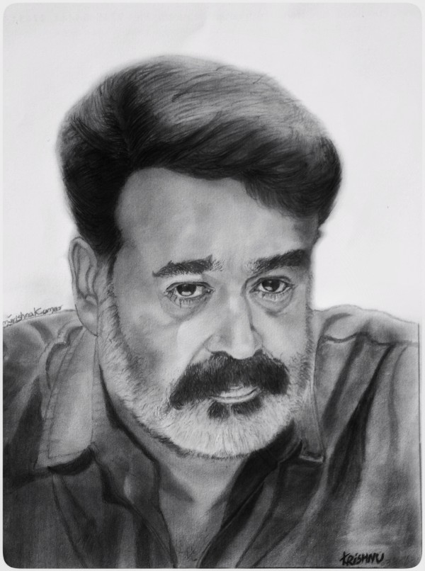 Perfect Pencil Sketch Of Mohanlal - DesiPainters.com