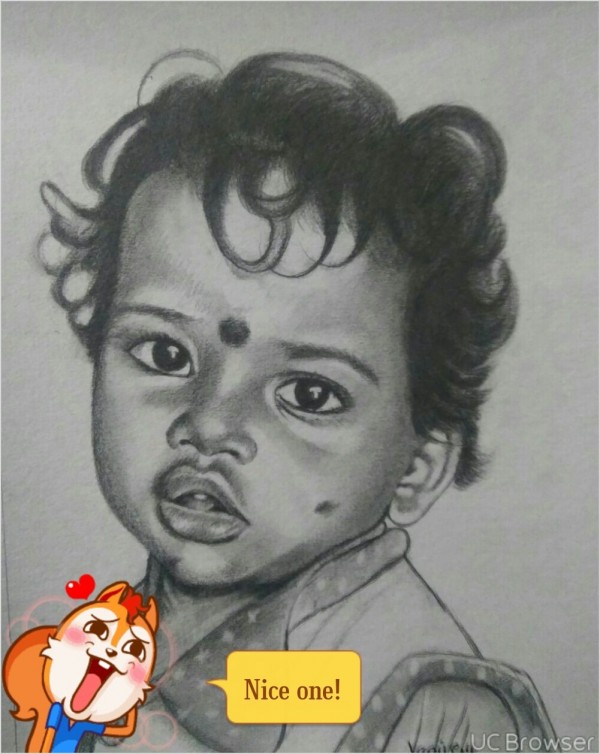 Awesome Pencil Sketch Of Cute Baby - DesiPainters.com