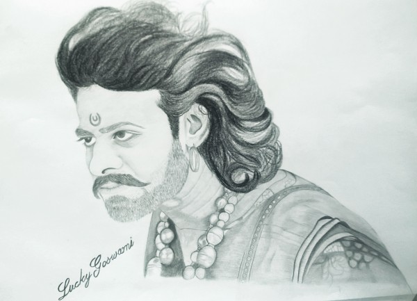 Amazing Pencil Sketch Of Bahubali Aka Prabhas - DesiPainters.com