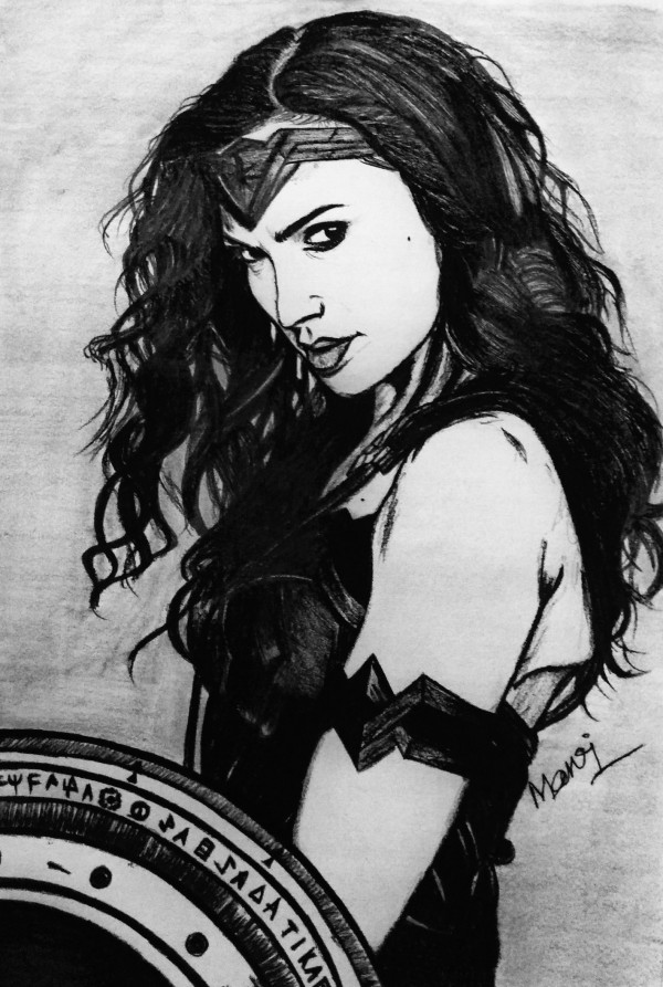 Perfect Pencil Sketch Of Wonder Woman Aka Gal Gadot
