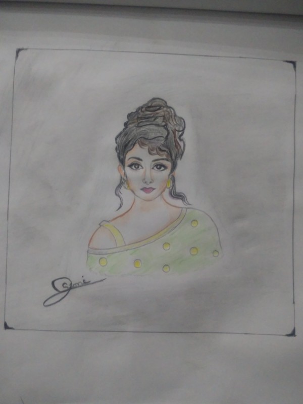 Pencil Sketch Of Shridevi By Santosh Soni - DesiPainters.com