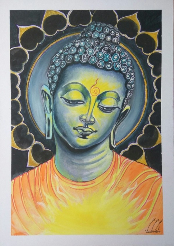 Watercolor Painting Of Great Lord Buddha - DesiPainters.com