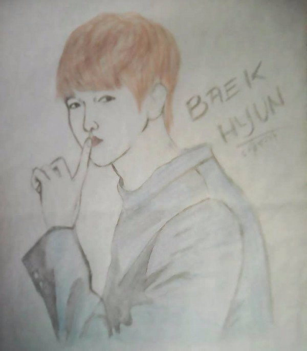 Pencil Color Art Of Baekhyun By Ariel Aquino