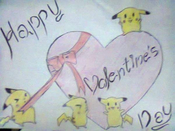 Happy Valentines Day With Pikachu Valentines Day - DesiPainters.com