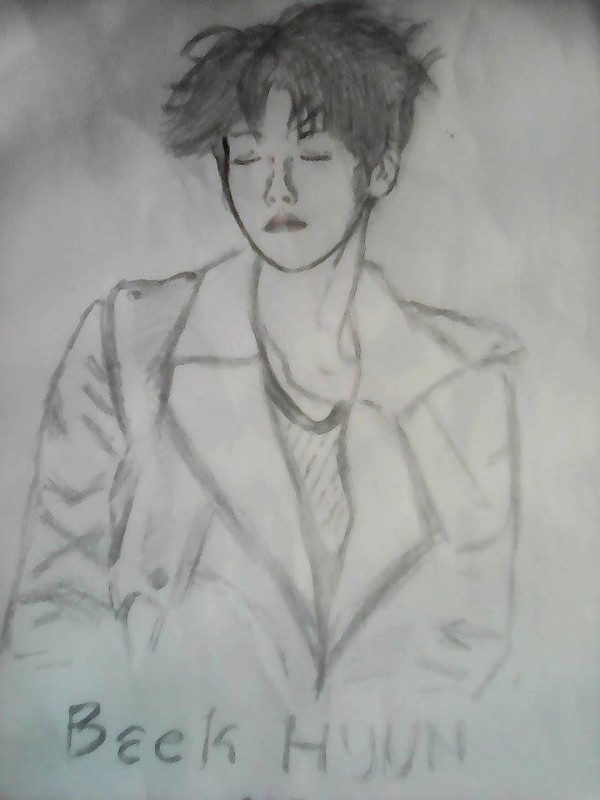 Amazing Pencil Sketch Of Singer Baekhyun - DesiPainters.com
