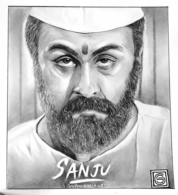 Fantastic Pencil Sketch Of Ranbir Kapoor As Sanju