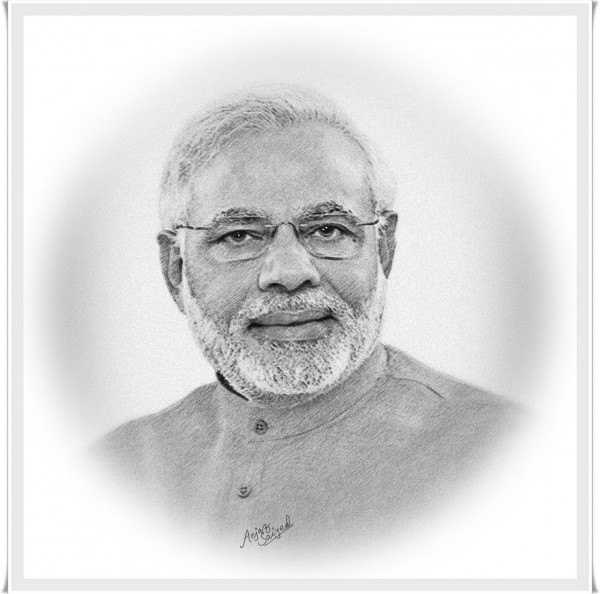 Fantastic Mixed Painting Of Narendra Modi - DesiPainters.com
