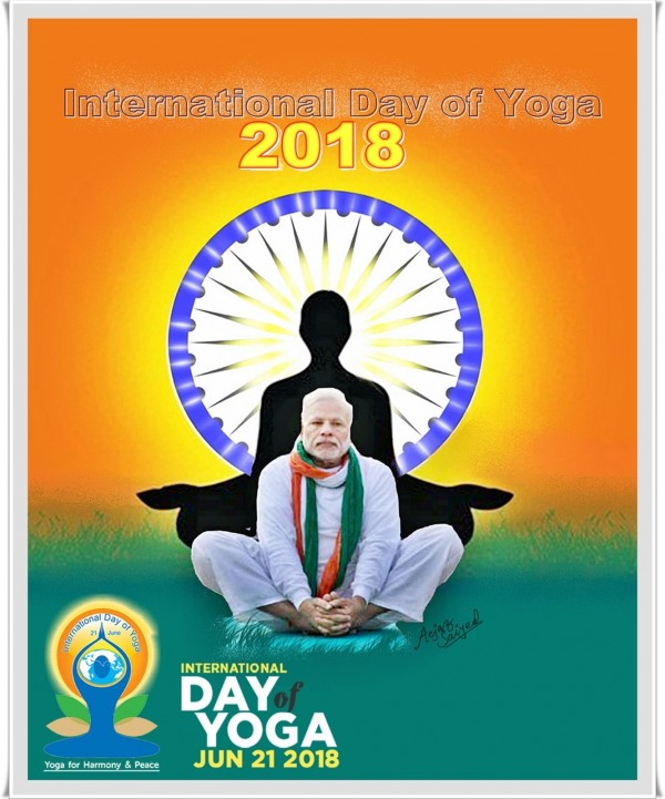 Digital Painting Of International Day Of Yoga 2018 - DesiPainters.com