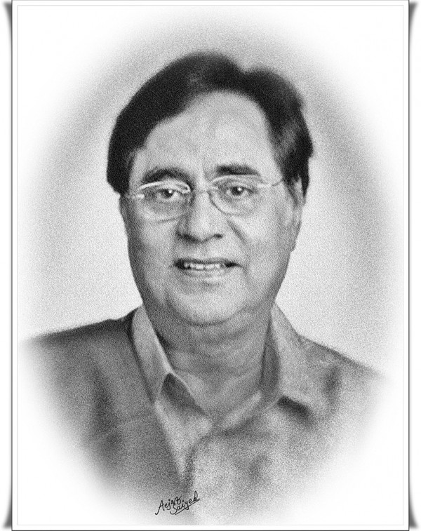 Great Mixed Painting Of Late Jagjit Singh Ji - DesiPainters.com