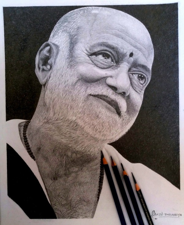 Wonderful Pencil Sketch Of Morari Bapu - DesiPainters.com