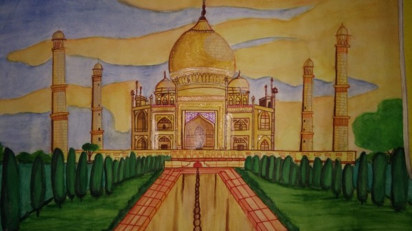 Brilliant Watercolor Painting Of Taj Mahal