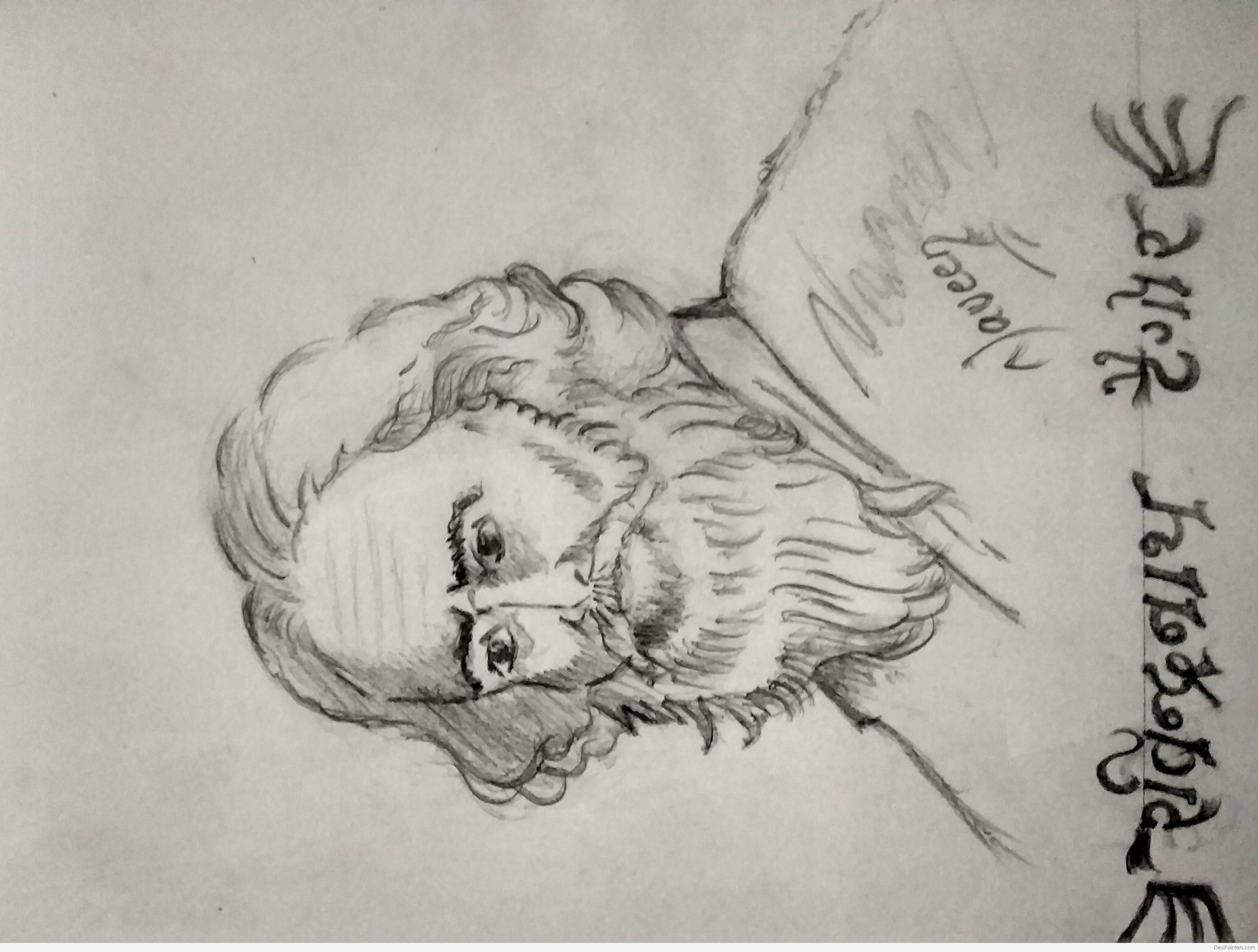 Rabindranath Tagore sketch Painting by Kartick Dutta - Pixels