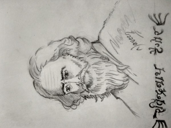 Wonderful Pencil Sketch Of Rabindranath Tagore - DesiPainters.com