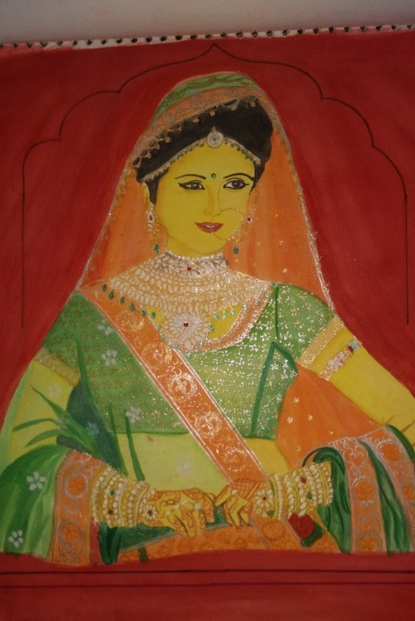 Beautiful Watercolor Painting Of Indian bride