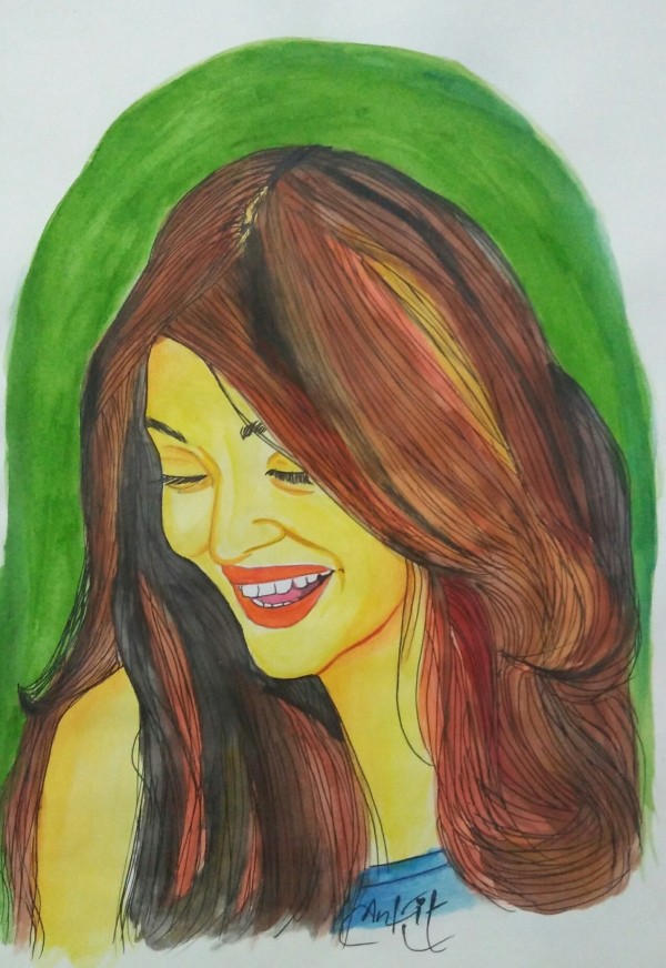 Beautiful Watercolor Painting Of Aishwarya Rai Bachchan - DesiPainters.com