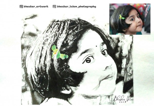 Pencil Sketch Of My Cute Niece - DesiPainters.com