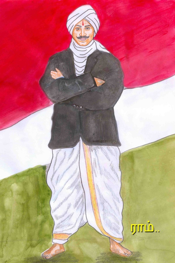Awesome Watercolor Painting Of Subramania Bharati