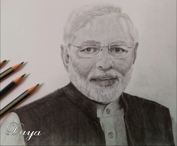 Pencil Sketch Of Prime Minister Narendra Modi - DesiPainters.com