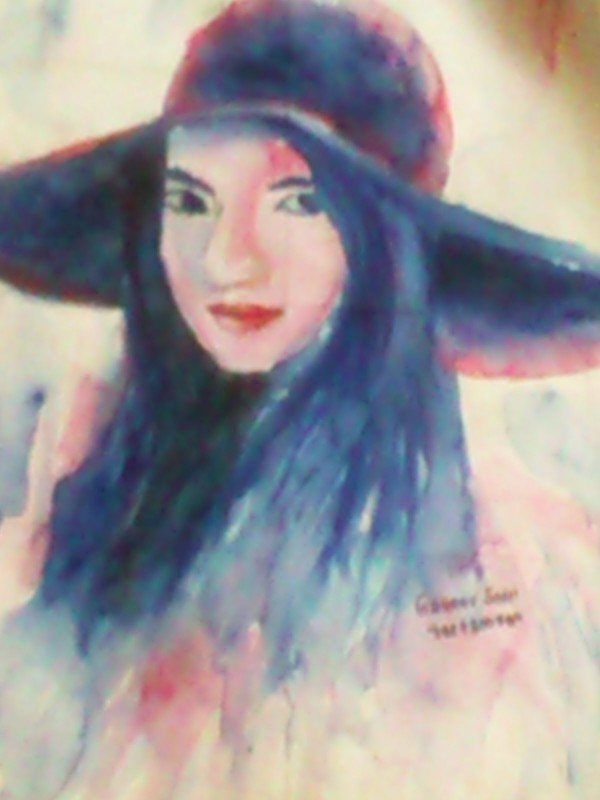 Watercolor Painting Of Beautiful Girl - DesiPainters.com