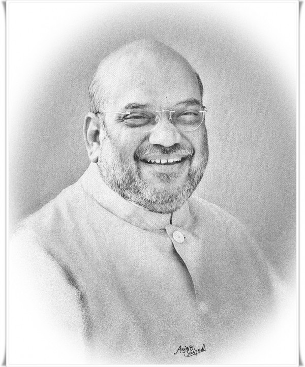 Digital Painting Of Amit Shah - DesiPainters.com