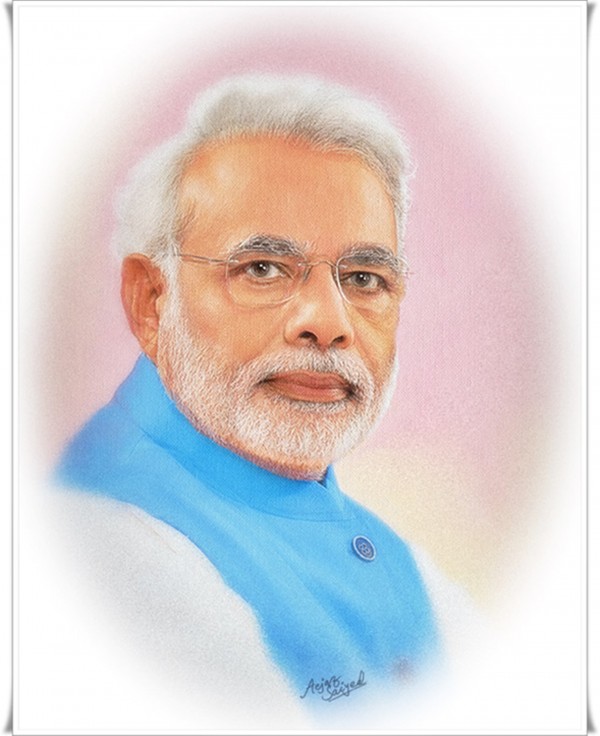 Wonderful Mixed Painting Of Narendra Modi - DesiPainters.com