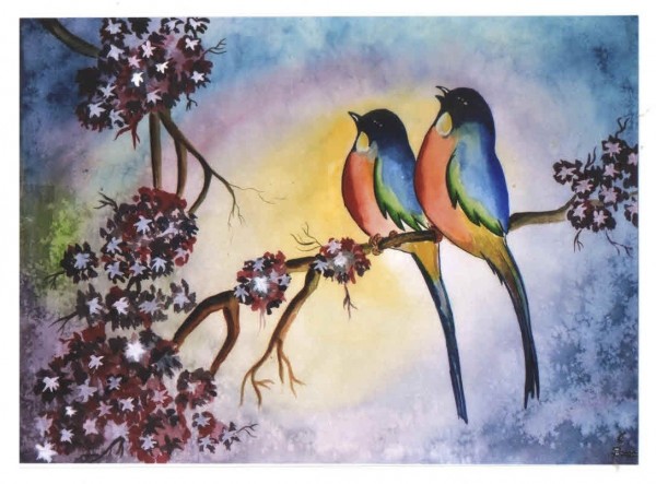 Beautiful Watercolor Painting Of Birds - DesiPainters.com
