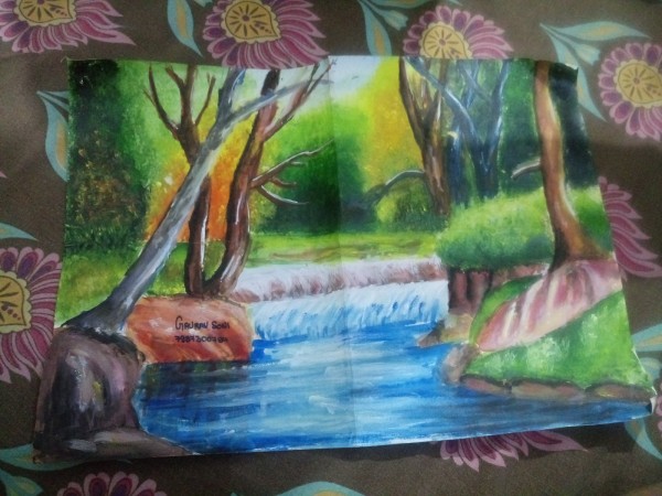 Watercolor Painting Of Beautiful Nature - DesiPainters.com