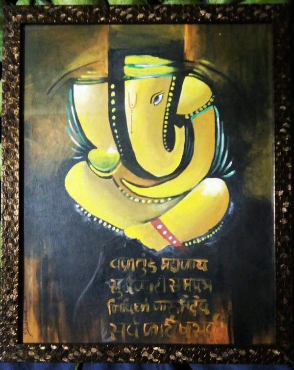 Wonderful Acryl Painting Of Lord Ganesha - DesiPainters.com