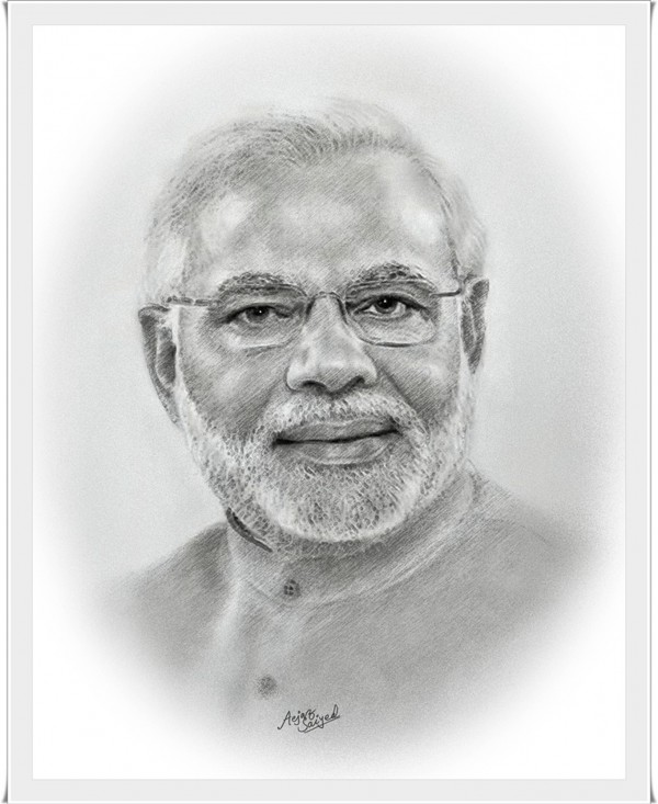 Great Pencil Sketch Of Narendra Modi - DesiPainters.com