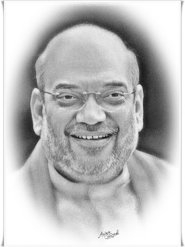 Digital Painting Of President Of Bhartiya Janta Party Amit Shah - DesiPainters.com