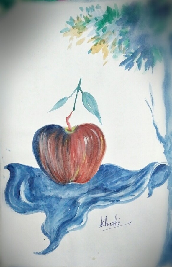 Watercolor Painting Of Amazing Apple - DesiPainters.com