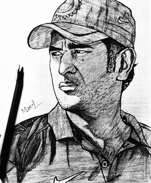 Perfect Pencil Sketch Of MS Dhoni - DesiPainters.com